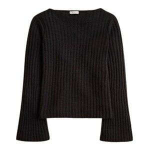 J. Crew Black Ribbed Crew Neck Sweater